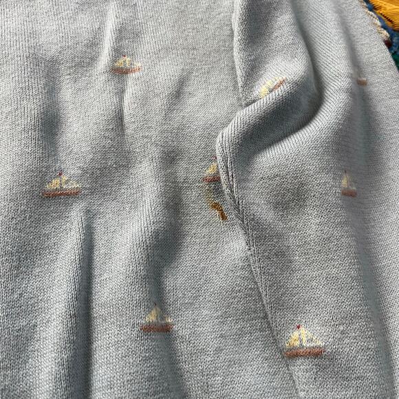 Vintage Sailboat Polka Dotted Baby Blue Sweater Medium/Large - Picture 6 of 6